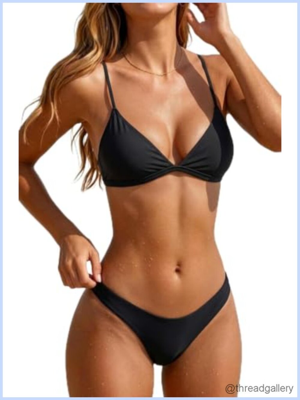 Two Piece Triangle Bikini High Cut Swim Cheeky Bathing Suit Removable Cups
